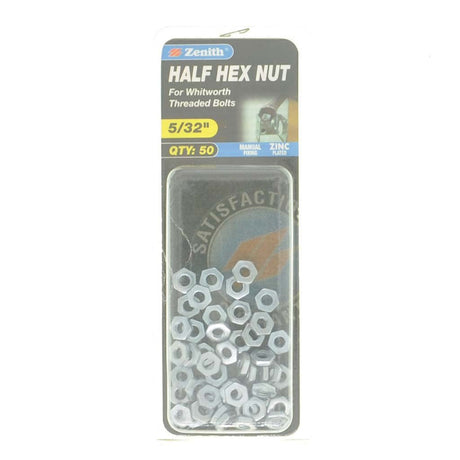 Zenith 5/32" Half Hex Nut Zinc 50Pcs EBA1004