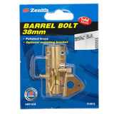 Zenith Barrel Bolt 38mm Solid Brass Polished Brass HBP1038