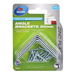 Zenith Light Duty Reinforcement Angle Brackets Zinc 13mmX50mm WEB1050