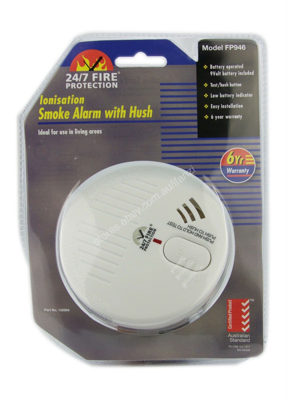 24/7 Fire Protection Ionisation Smoke Alarm with Hush FP946 - Double Bay Hardware