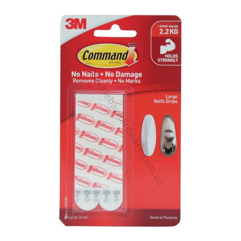 3M COMMAND Damage-Free Hanging Hook Large Refill Strips 6 Strips 2Kg 17023P - Double Bay Hardware