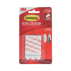 3M Command Damage - Free Hanging Hook Medium Refill Strips 9 Strips 1Kg 17021P