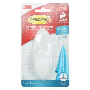 3M Command Damage - Free Hanging Wet & Dry Large Towel Hook 1pk WET17