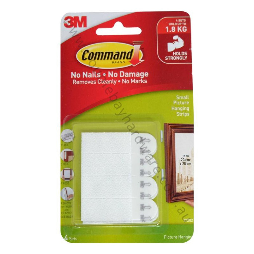 3M COMMAND Damage-Free Hook 4 Sets Small Picture Hanging Strips 1.8Kg 17202ANZ - Double Bay Hardware