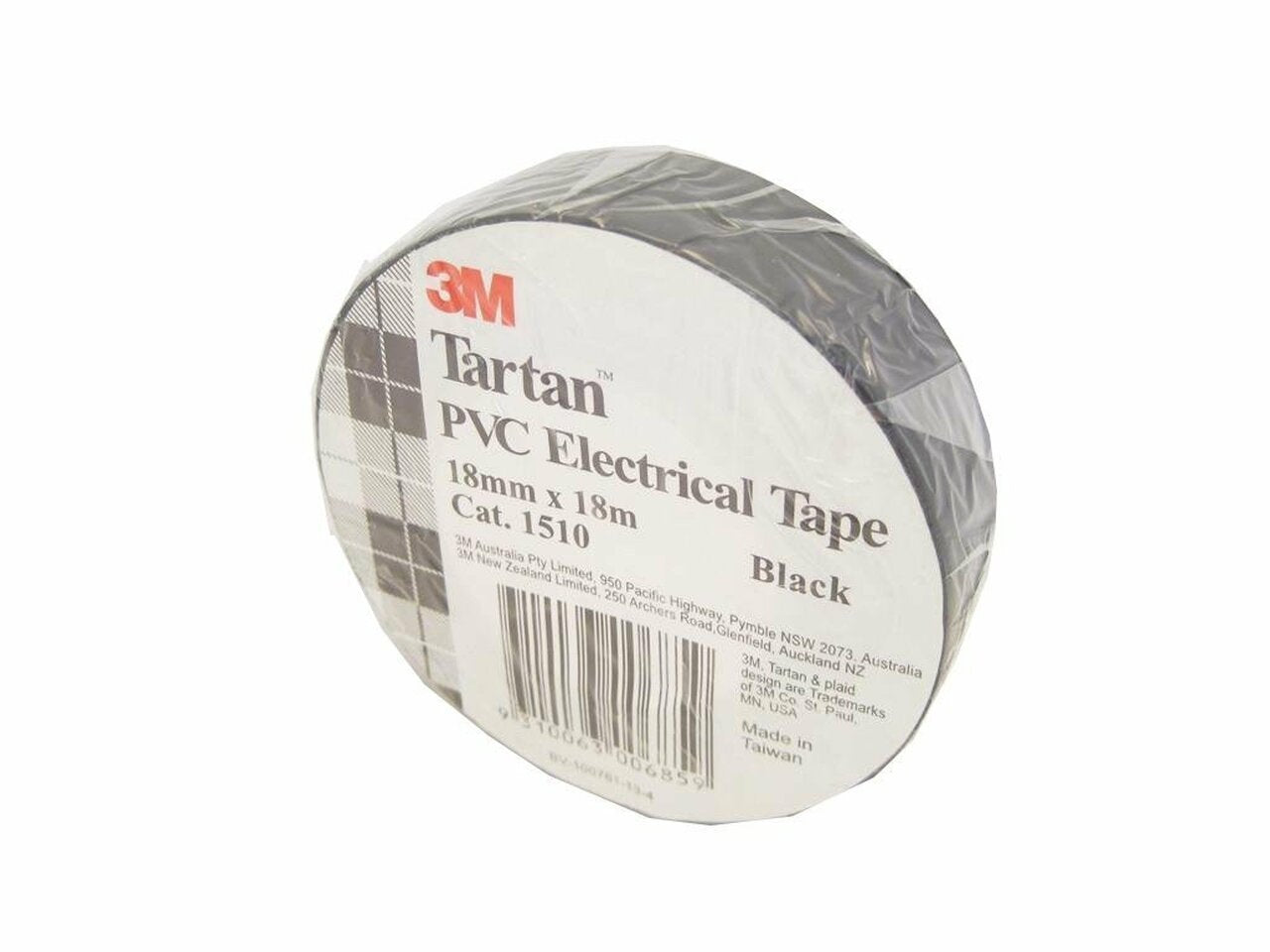 3M Tartan PVC Electrical Tape 18mmX18m Black Cat.1510 AT010575291 - DoubleBayHardware