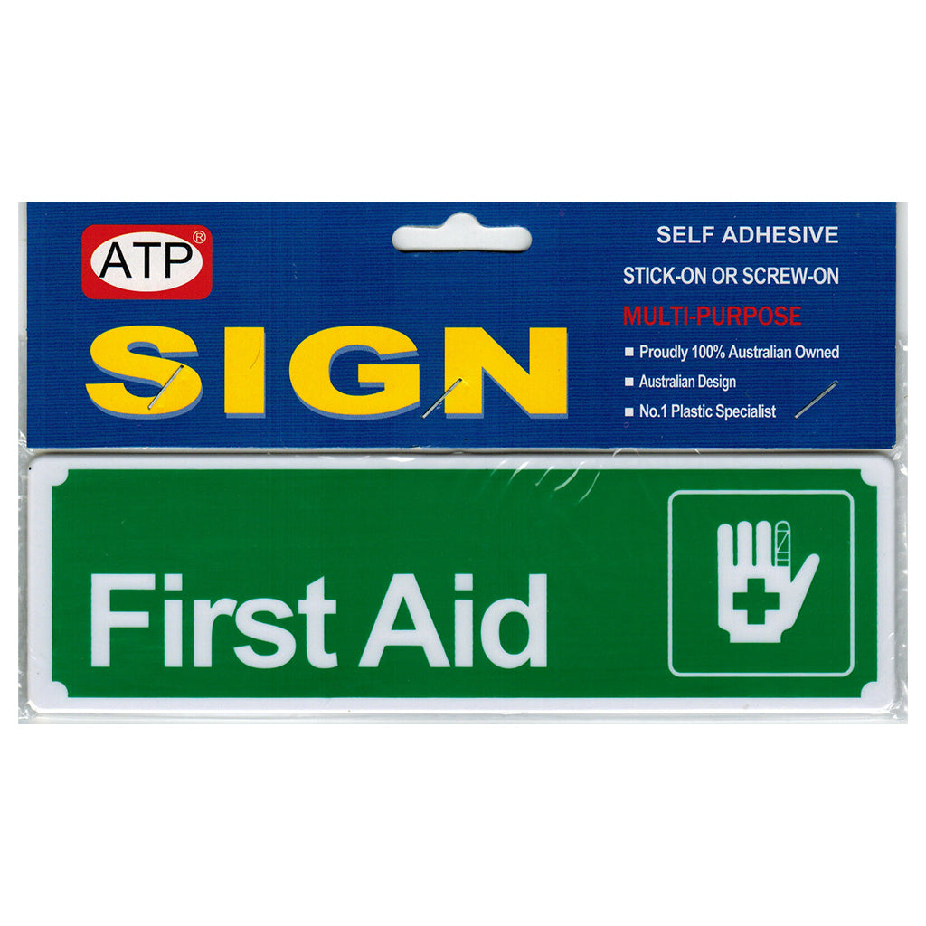 ATP Plastic Self Adhesive Sign First Aid 200x60x2mm