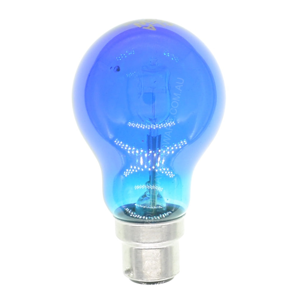 CLA Coloured Halogen Light Bulb B22 240V 28W Blue CLAHAGLS28WBCB