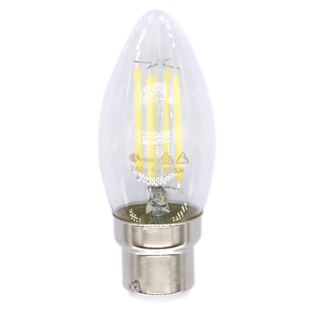 Lusion Candle Filament LED Light Bulb 240V 4W B22 2700K C/DL 20246