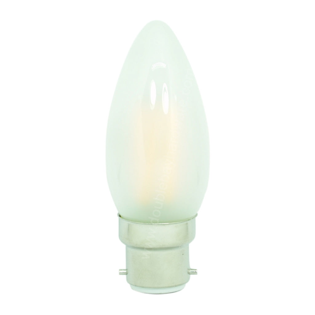 Lusion Candle LED Light Bulb B22 240V 4W Opal W/W 20257