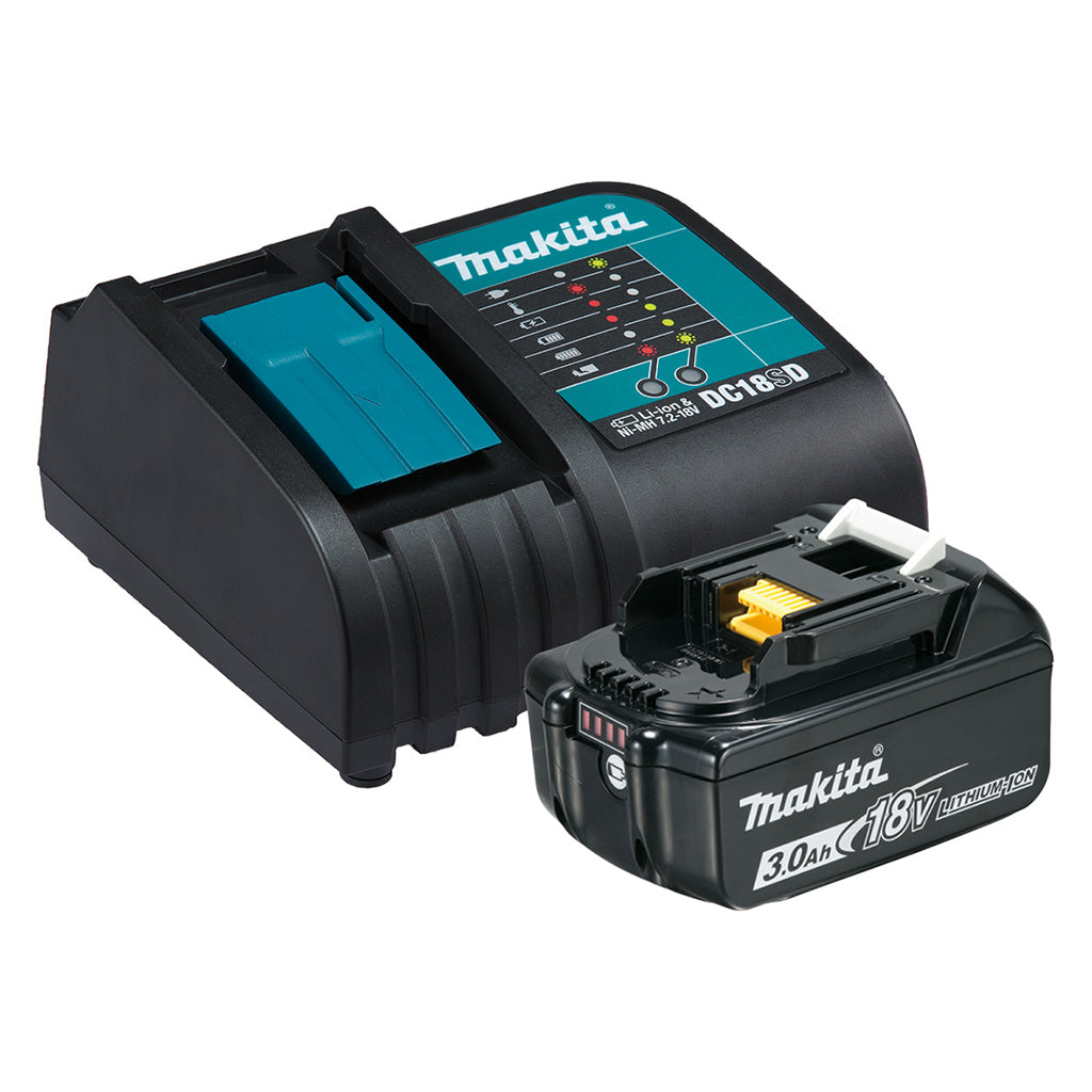 Makita Single Port Optimum Charger with 3.0Ah Fuel Gauge Battery 198399-6