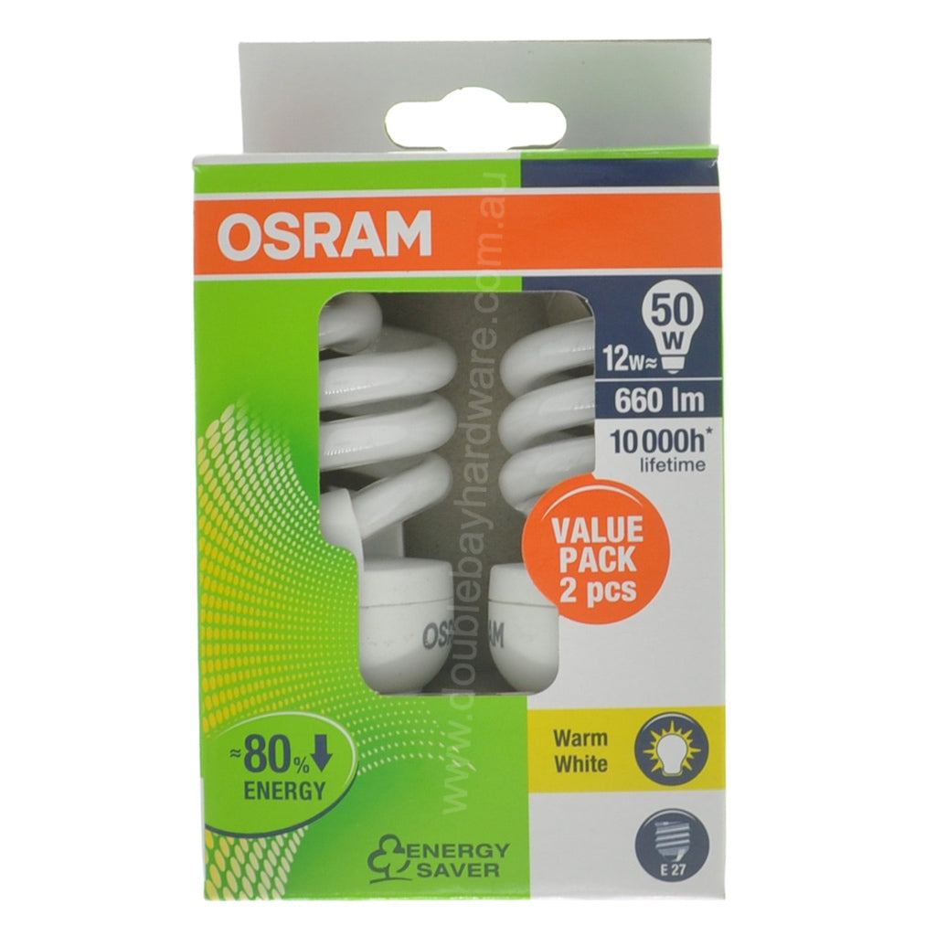 OSRAM Spiral Energy Saving Light Bulb E27 12W W/W 109629