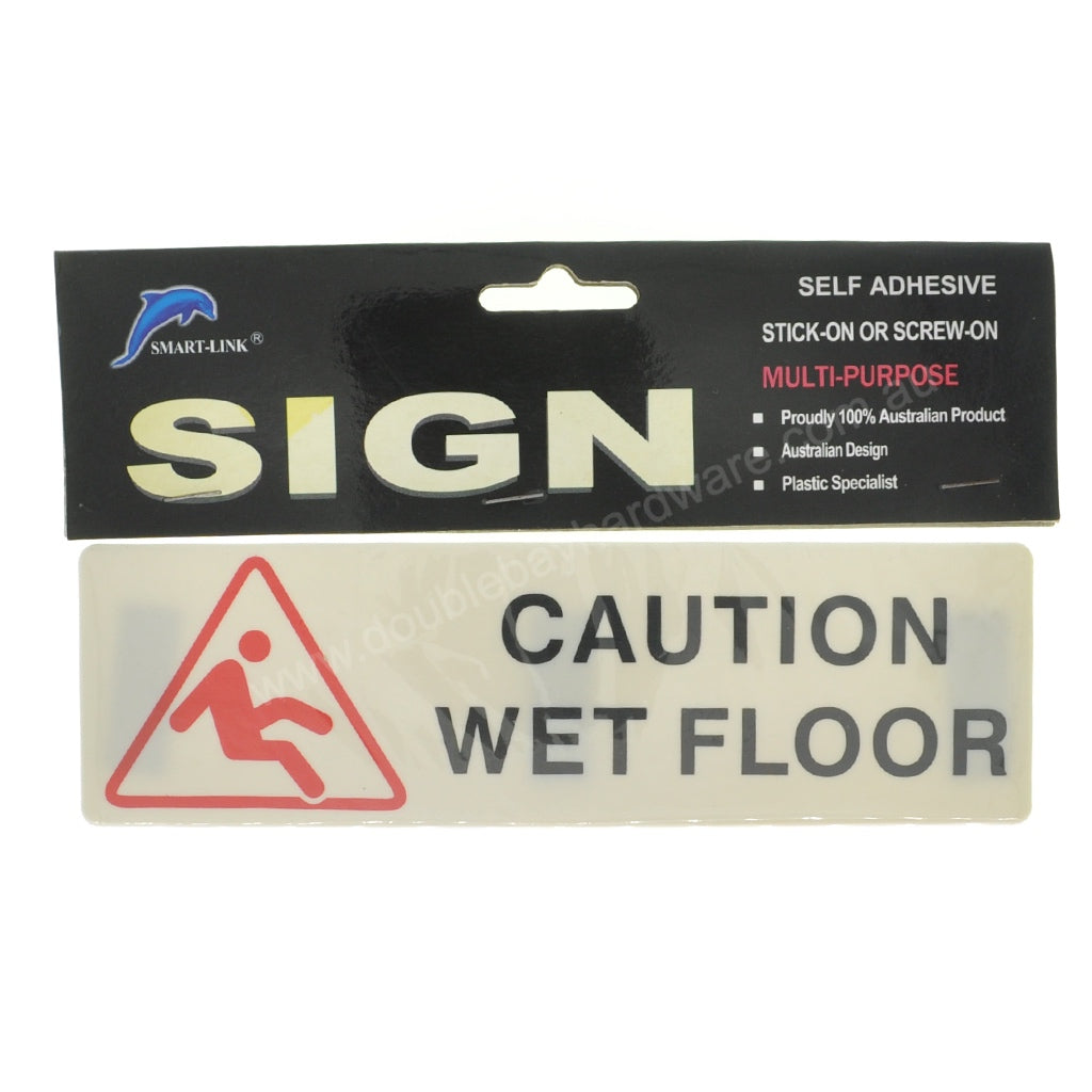 Plastic Self Adhesive Sign Caution Wet Floor 200x65x2mm SL-AT4064