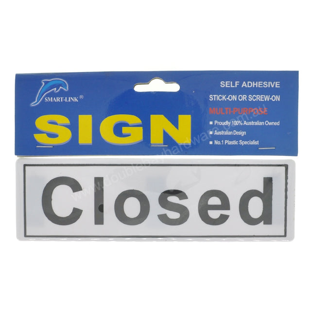 Plastic Self Adhesive Sign Closed 200x65x2mm