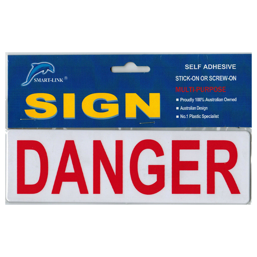 Plastic Self Adhesive Sign Danger 200x60x2mm