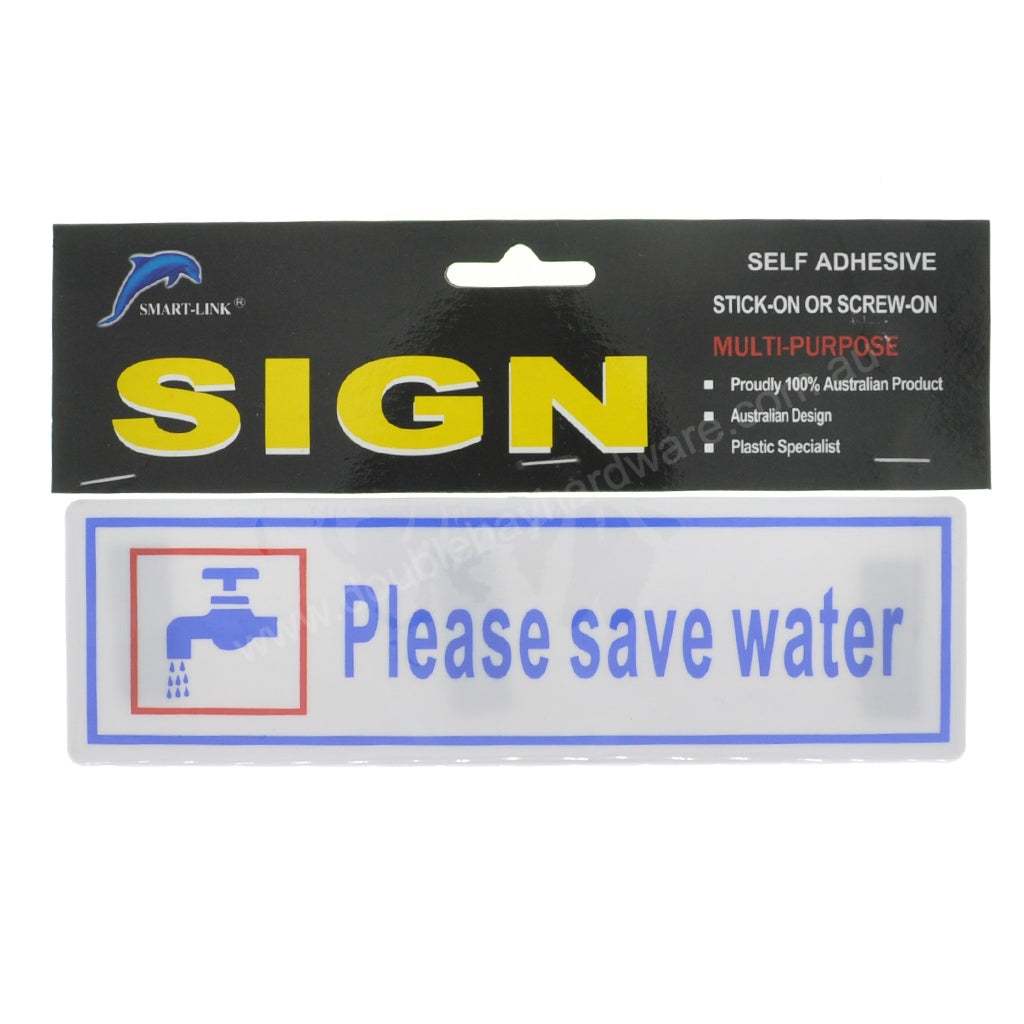 Plastic Self Adhesive Sign Please save water 200x60x2mm