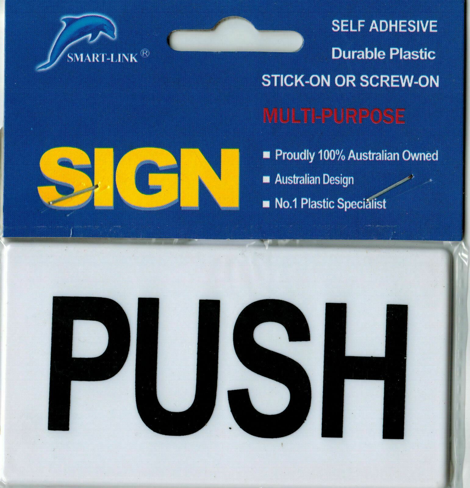 Plastic Self Adhesive Sign Push 50x60x4mm