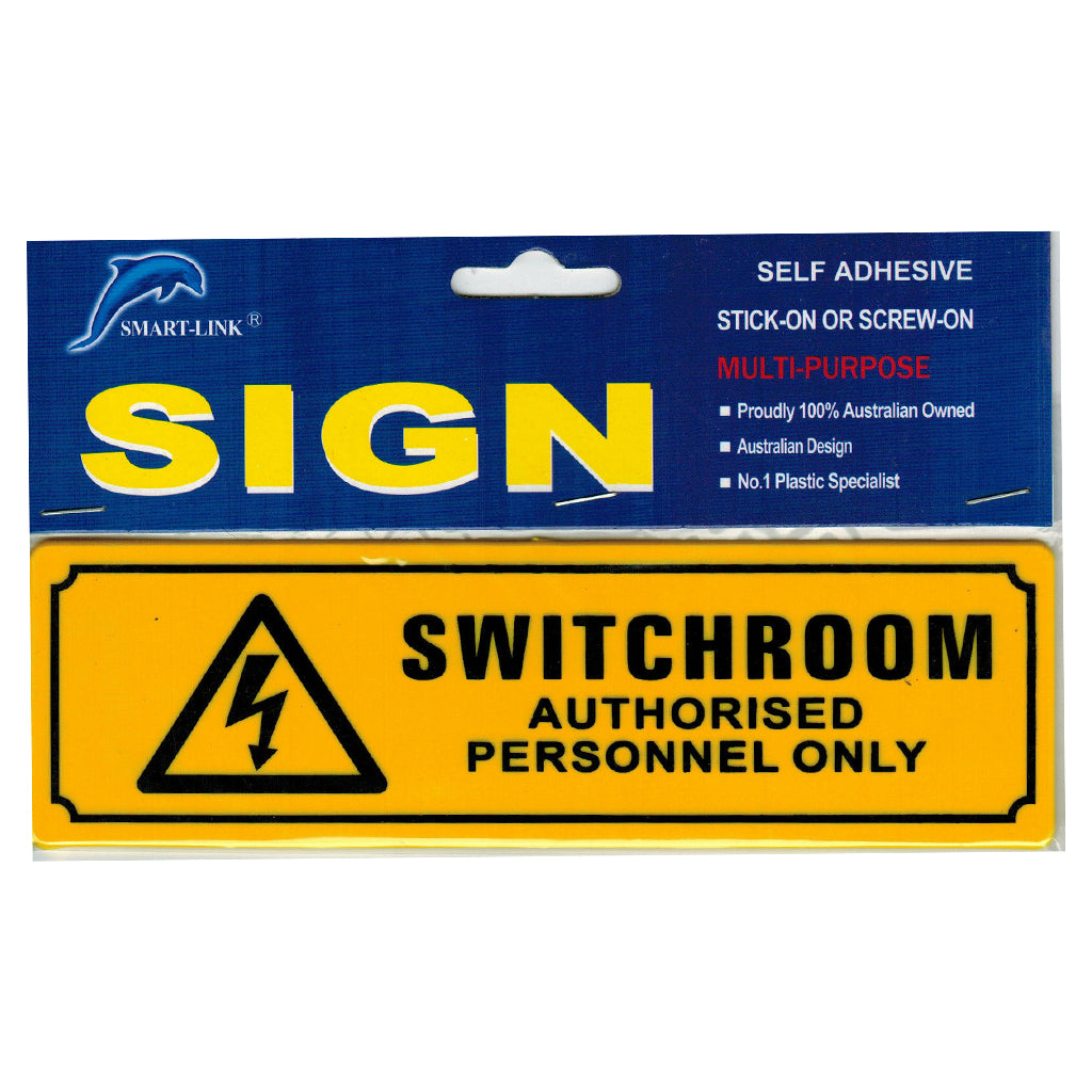 Plastic Self Adhesive Sign Switchroom Sign 200x60x3mm