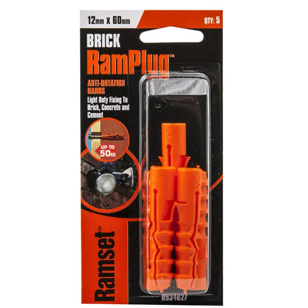 Ramset Ramplug Nylon Plug 12x60mm 5Pcs R934627