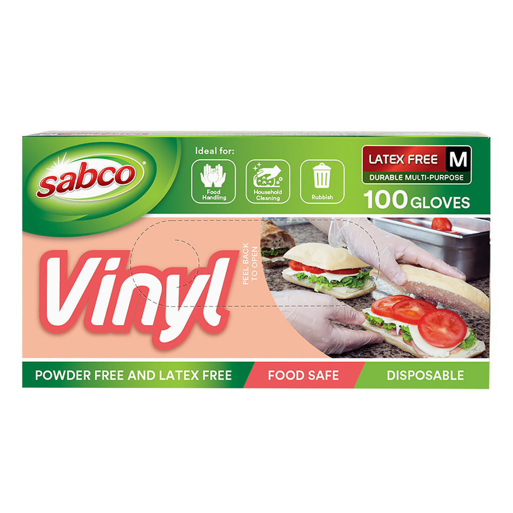 SABCO Vinyl Disposable Gloves 100PK SAB80042