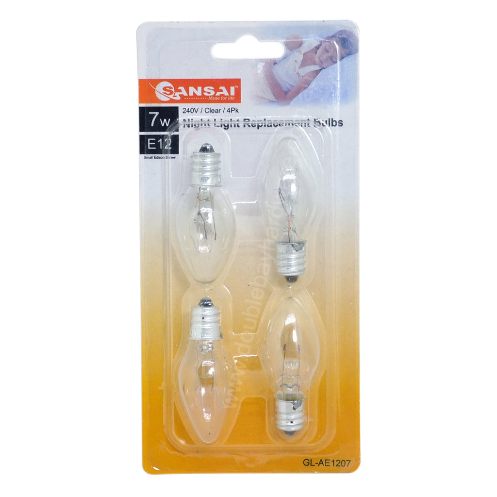 SANSAI Night Light Replacement Light Bulb E12 240V 7W GL-AE1207