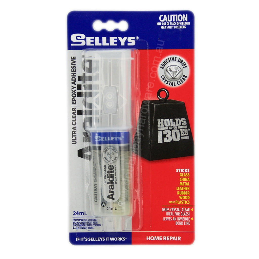 SELLEYS Ultra Clear Araldite 24ml Holds up to 130Kg Stick Glass,Plastic ARUC 24M