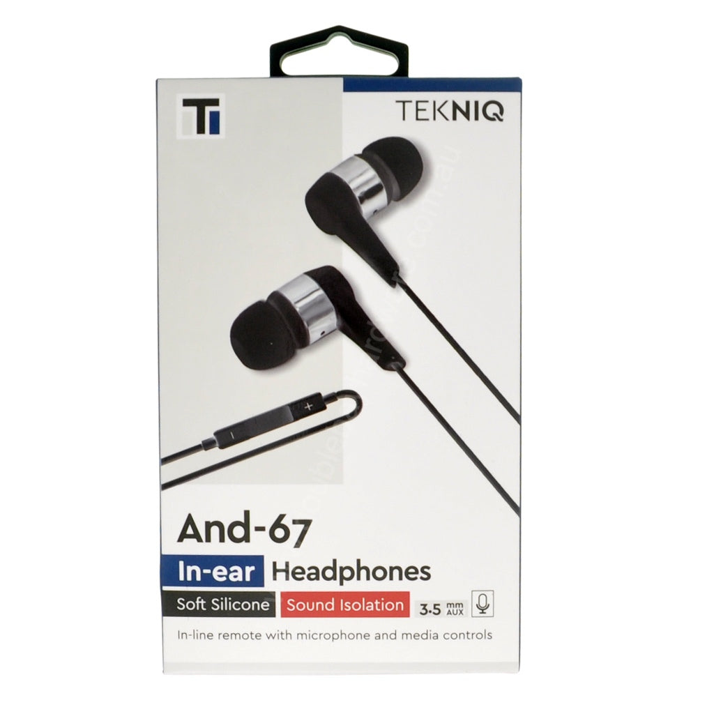 TEKNIQ In-Ear Headphone In-line With Remote & Media Control ELS-0476