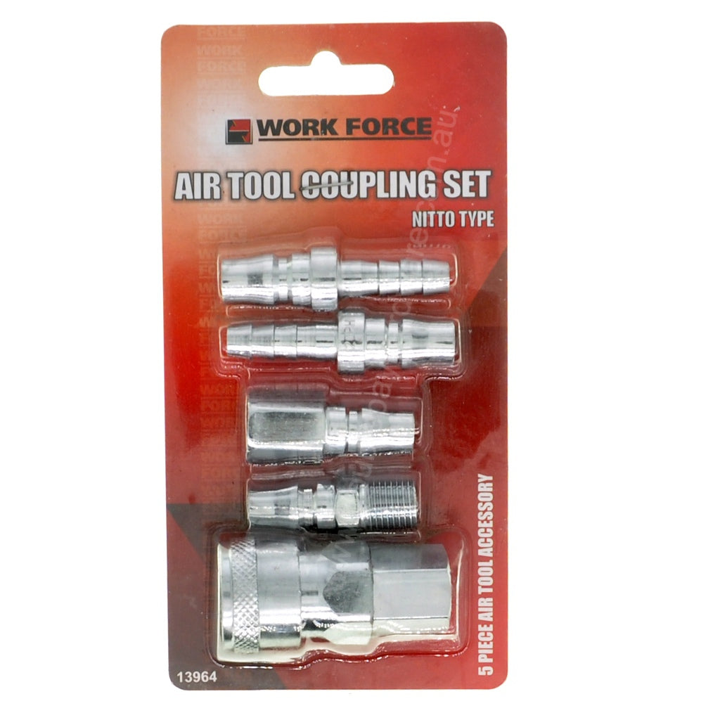 WORK FORCE Air Tool Coupling Set Nitto Type 5Pcs 13964