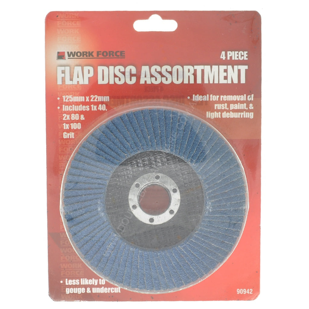 WORK FORCE Flap Disc Assortment 125mm 4Pcs 90942