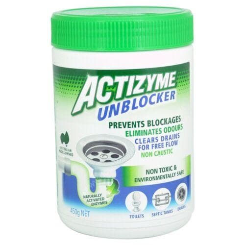 ACTIZYME UNBLOCKER Eliminates odour,Clear Drain,Non Caustic,Non Toxic 450g AC450 - Double Bay Hardware