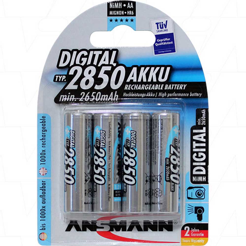 ANSMANN DIGITAL AKKU Rechargeable Battery AA 1.2V 2850mAh 59001-071BP4 - Double Bay Hardware
