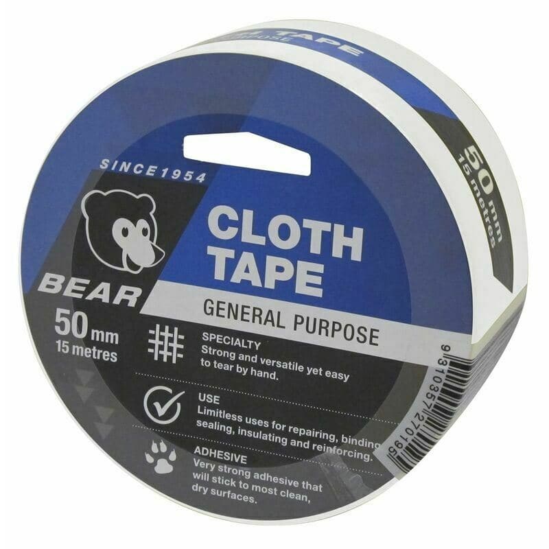 BEAR Very Strong and Versatile Cloth Tape Repair,Bind,Seal 50mmX15m White - Double Bay Hardware