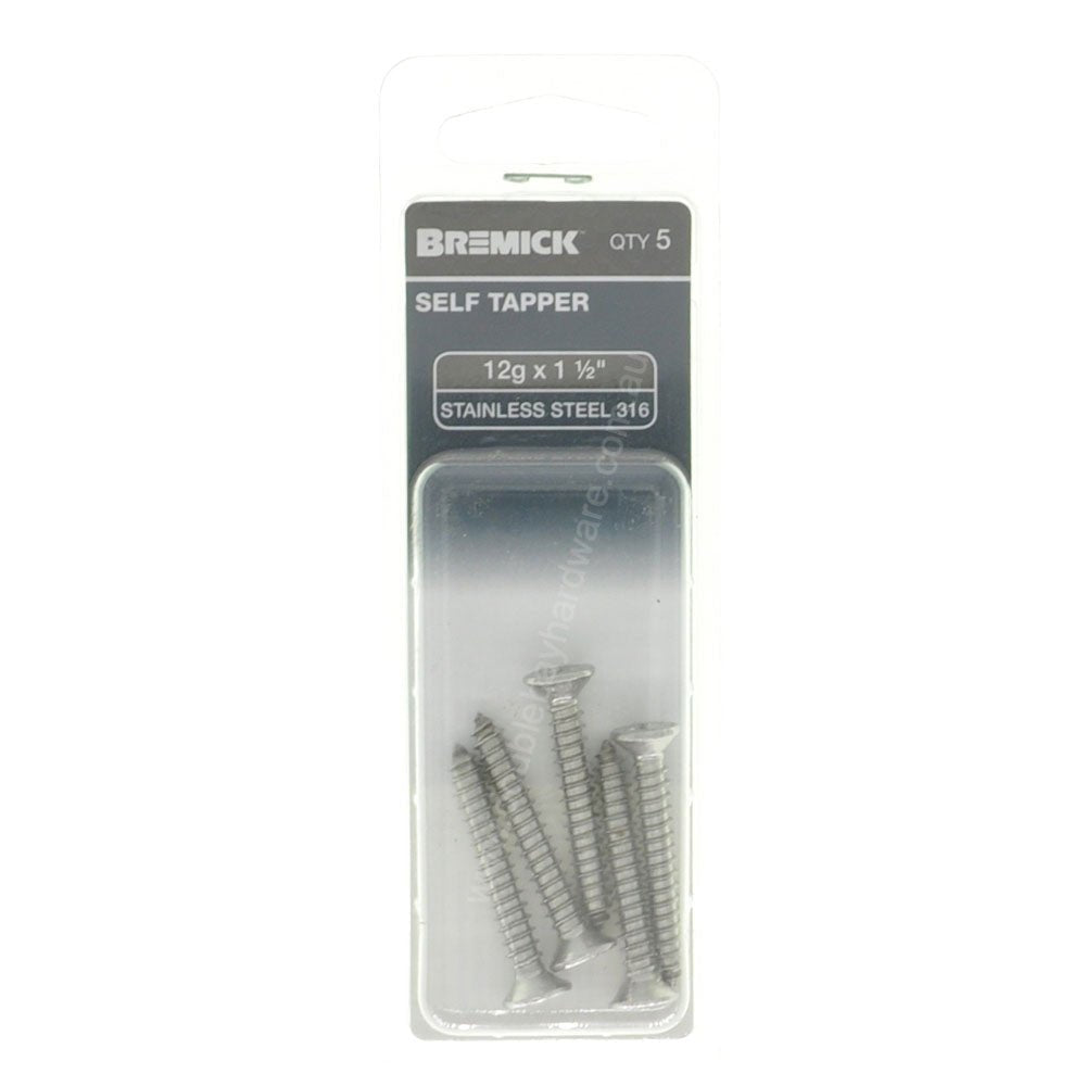 Bremick Self Tapper Countersunk Stainless Steel 12gX1-1/2 SKXT6061504 - Double Bay Hardware