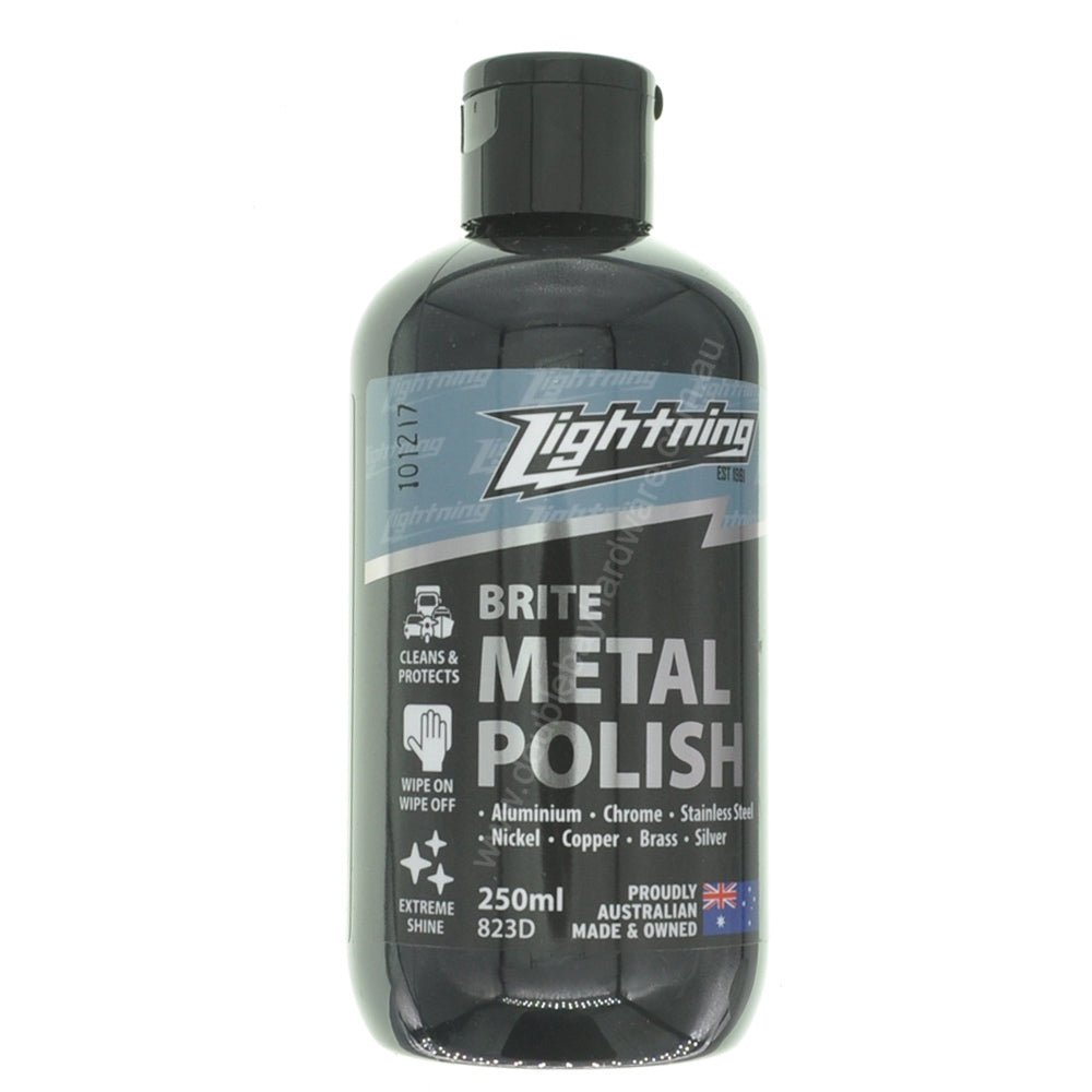 BRITE Metal Polish 250ml For Aluminium,Chrome,Stainless,Nickel,Copper,Brass 823D - Double Bay Hardware