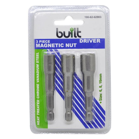 built Magnetic Nut Driver Set includes 6mm,8mm,10mm Bits 190 - 62 - 02903