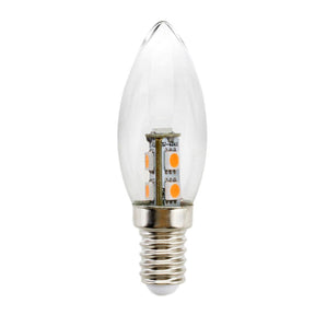 Candle LED Light Bulb E12 240V 1W W/W Clear LEDE121W72MM