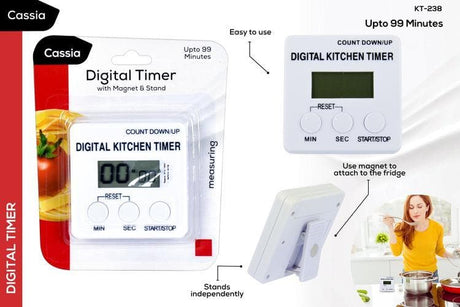 Cassia Digital Kitchen Timer With Stand Up to 99 minutes KT - 238