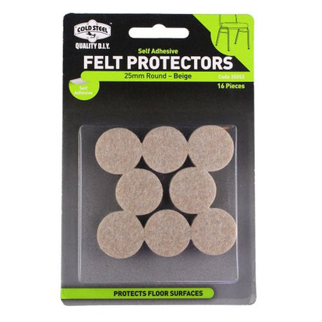 Cold Steel Beige Felt Furniture Adhesive Scratch Protector 25mm 16Pcs 35053