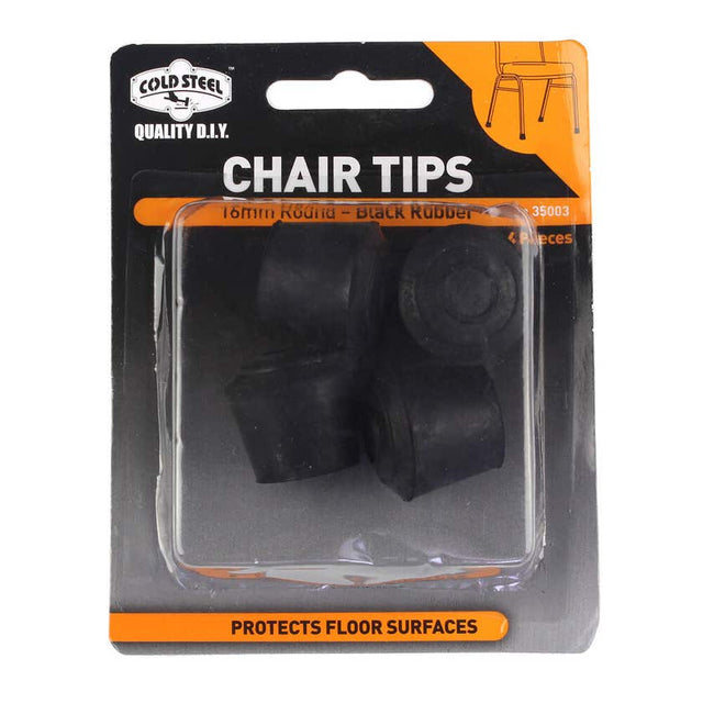 Cold Steel Chair Tips Rubber Black Round 16mm PK4 35003