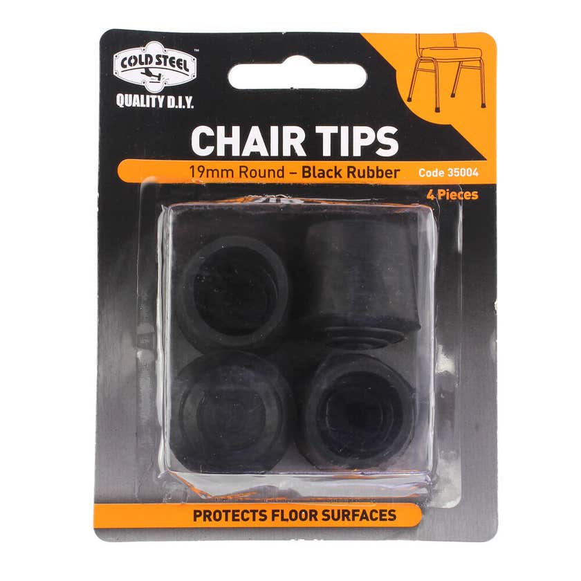 Cold Steel Chair Tips Rubber Black Round 19mm PK4 35004