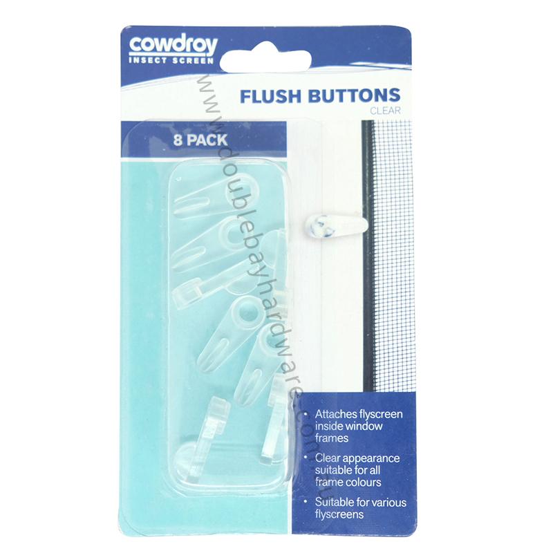 Cowdroy Flyscreen Flush Buttons Clear - 8 Pcs included IACC0002008 - DoubleBayHardware