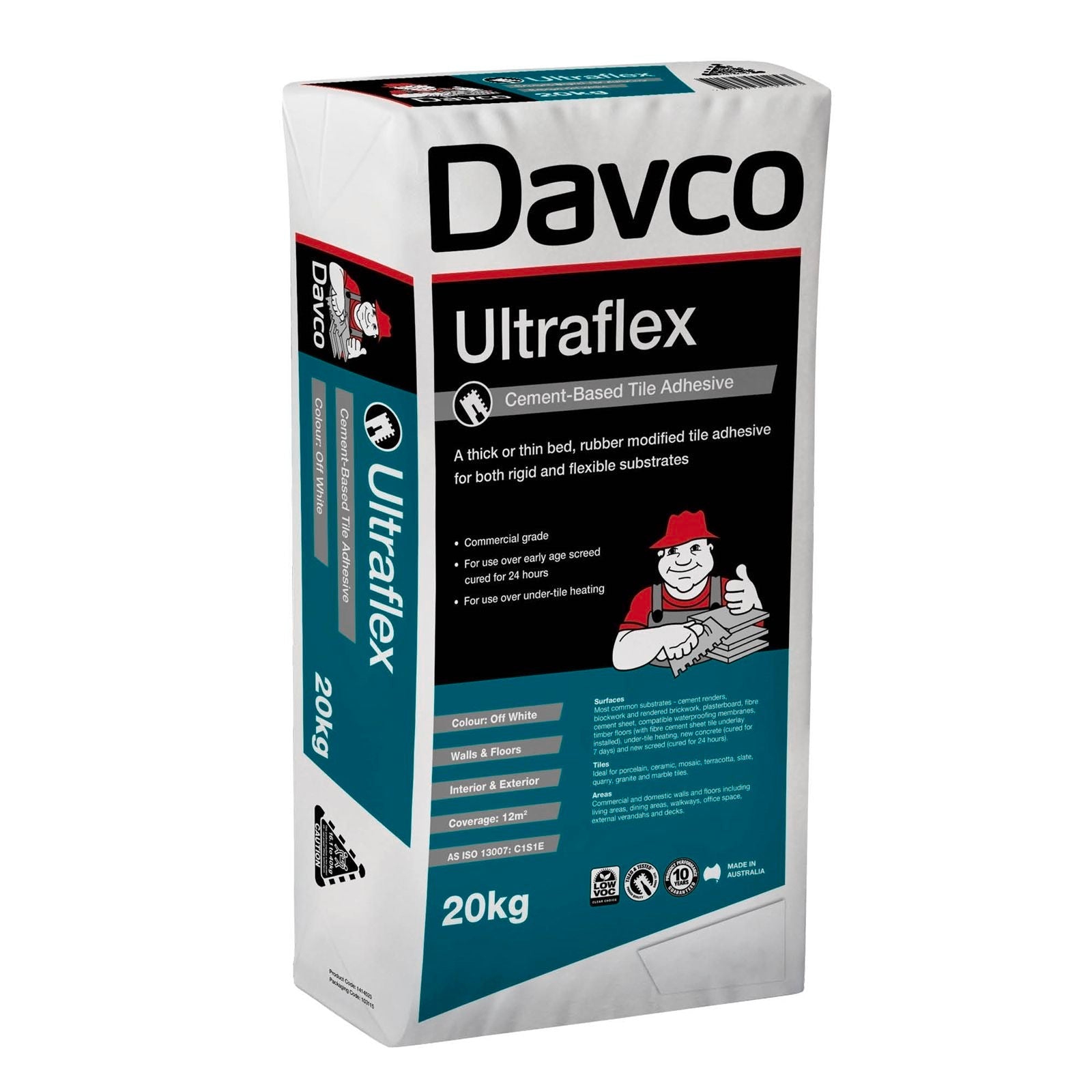 Davco Ultraflex Tile Adhesive White 20kg 618643 - Double Bay Hardware