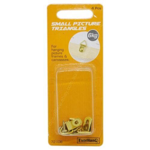 EverHang Small Picture Triangles Hooks 6Kg Brass Plated 4Pcs Included 72108 - Double Bay Hardware