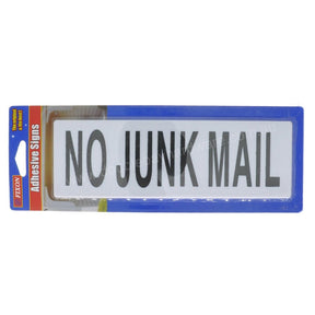FIXON Plastic Self Adhesive Sign No Junk Mail 200x60x2mm F1771