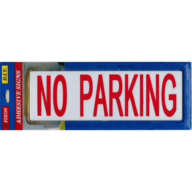 FIXON Plastic Self Adhesive Sign No Parking 200x65x2mm F1773
