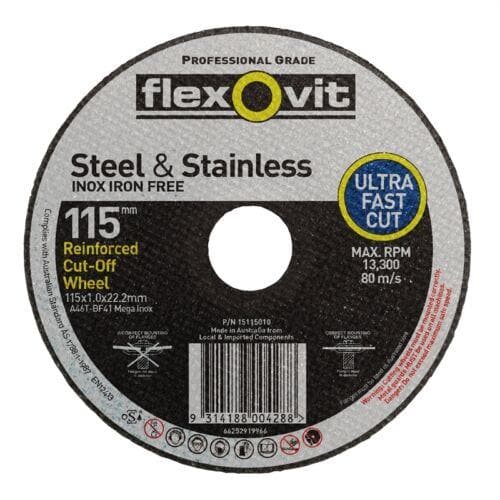 flexovit 115x1.0x22.2mm Reinforced Metal Cutting Wheel