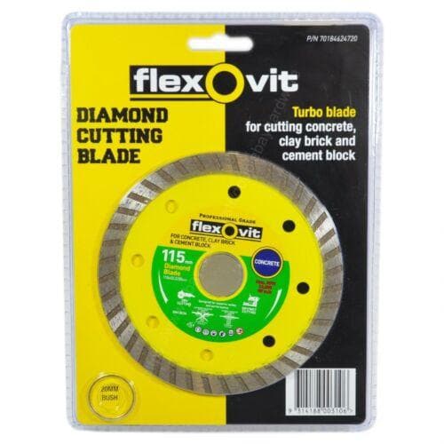 FLEXOVIT Diamond Cutting Blade 115x22.2/20mm For Concrete,ClayBrick,Cement Block - Double Bay Hardware