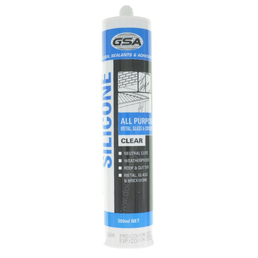 GSA All Purpose Silicone Clear 300ml For Metal,Glass,Concrete - Double Bay Hardware