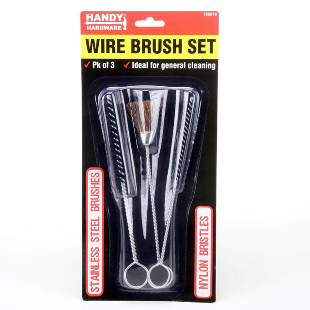 Handy Hardware Wire Brush Set 185mm 189816