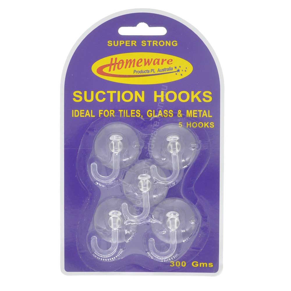 Homeware Suction Hooks For Tiles, Glass, Metal Holds Up To 300g H092