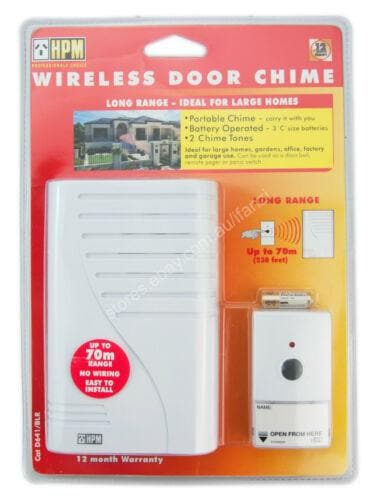 HPM Battery Operated Wireless Door Chime Up to 70 metres Range D641/BLR - Double Bay Hardware